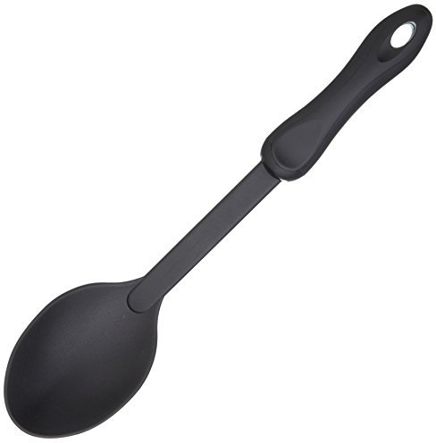 KitchenCraft KCNSSP Nylon Cooking Spoon, Non Stick Safe Plastic Kitchen Utensil, 31cm, Black
