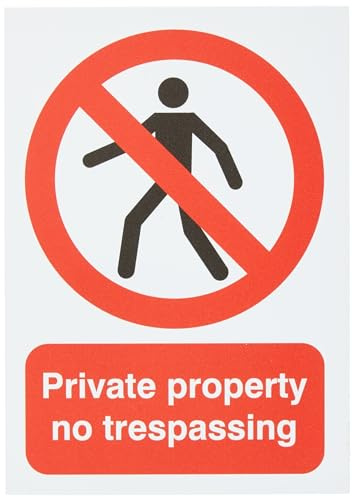 Signs & Labels FPH05551R Sign Board, Private Property No Trespassing, red|peach, 210 x 148 mm