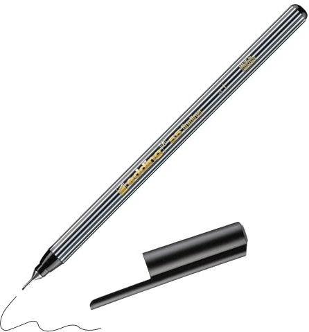 edding 55 - Fineliner - schwarz - 1 Stift - 0,3 mm Spitze - Farbstift zum Schreiben, Malen, Unterstreichen, Illustrieren - für Kinder und Erwachsene, Schule, Homeoffice, Büro