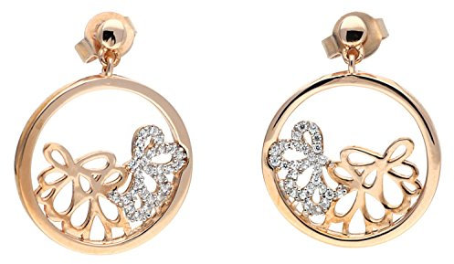 Esprit Damen-Set: 2 Paar Ohrringe Silber vergoldet Zirkonia delicate bouquet rose weiß ESER92948A000
