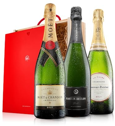 Virgin Wines - Ultimate Champagne Celebration Trio in Wooden Gift Box - 3 Bottles (75cl) - Prestige Champagne