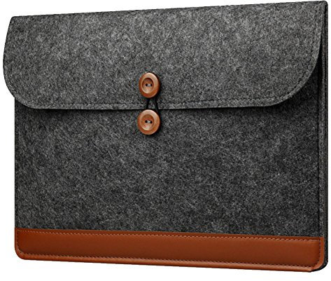 ZhuiKun 15 Pouces Résistant aux Chocs Housse Macbook Air/Macbook Pro Retina Sacoche Feutre de Laine pour Ordinateur Portable Ultrabook Sac Manches Pochette Noir