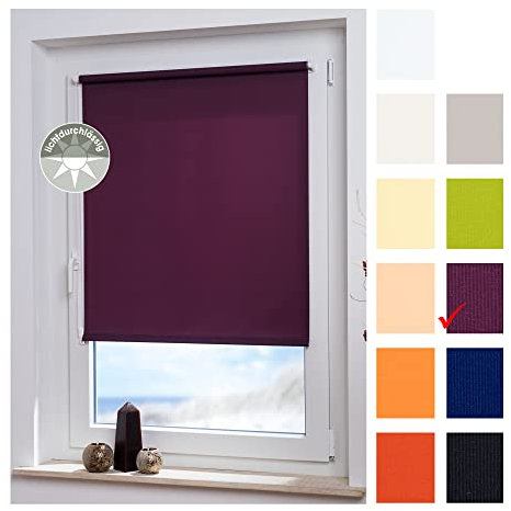 ourdeco® Rollos für Fenster ohne Bohren/Bestellbreite: 45 cm x Höhe: 150 cm/Farbe: brombeer/lichtdurchlässig, Klemmfix, Rollo ohne Bohren, Klemmen/Stoffbreite: 43,5 cm