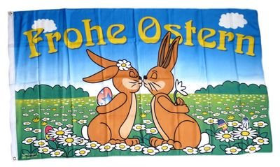 Fahne / Flagge Frohe Ostern Hasenpaar NEU 90 x 150 cm