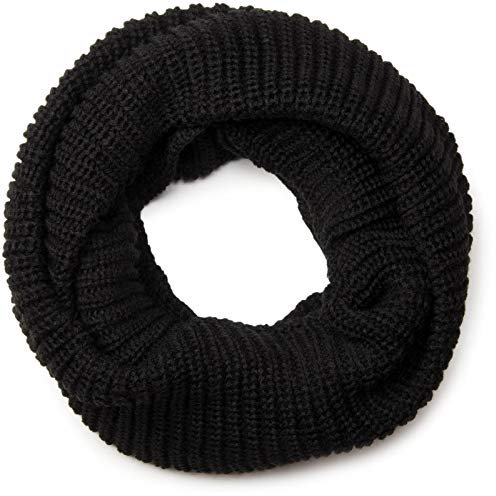 styleBREAKER Unisex Feinstrick Schal, einfarbiger Loop Schlauchschal, Feinripp Winter Strickschal, Loopschal 01018112, Farbe:Schwarz
