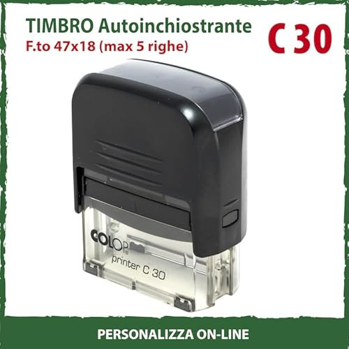 Timbro Personalizzato Autoinchiostrante Scegli e Componi Online il Testo Colop Printer C 30 Ufficio Scuola Lavoro 5 Righe