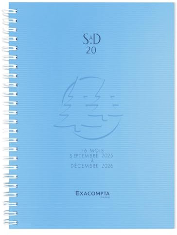 Exacompta – 1 Agenda SAD 20W Linicolor 15 x 21 cm Wochenkalender September 2021 bis Dezember 2022, französische Sprache