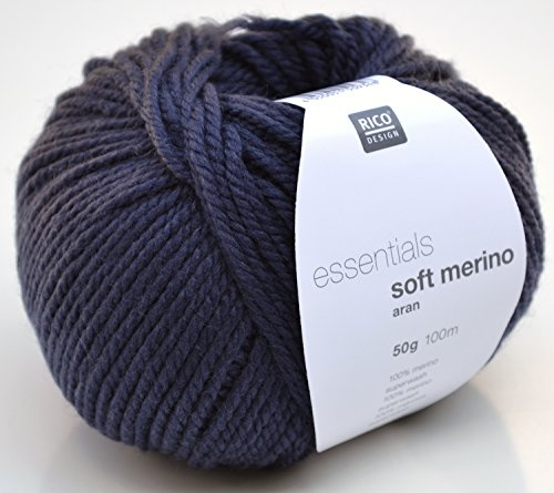 Rico essentials soft merino aran Fb. 039 nachtblau, Merinowolle zum Stricken & Häkeln