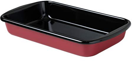 Riess, 0434-019, Auflaufform 32/19, CLASSIC - COLOR ROT, Länge 32 cm, Breite 19 cm, Höhe 5.5 cm, Emaille, rot/schwarz, Bratpfanne, Bräter, Induktion