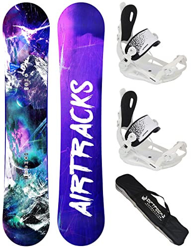 AIRTRACKS Damen Snowboard Set High M Carbon Lady Rocker 145 - Snowboard Bindung Master W M - SB Bag