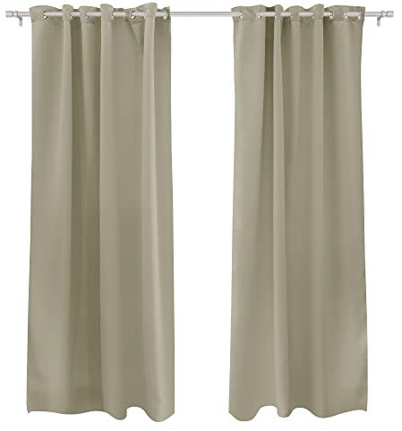 Victoria M. Aurora Verdunkelungsvorhang Blickdicht, Thermovorhang, Ösenvorhang, Schallschutz Vorhang 140 x 245cm, Hellgrau, 2er Pack