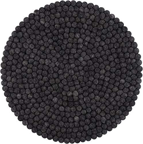 myfelt Filzkugel Sitzauflage Stuhlauflage - Hugo - Ø 36 cm, anthrazit