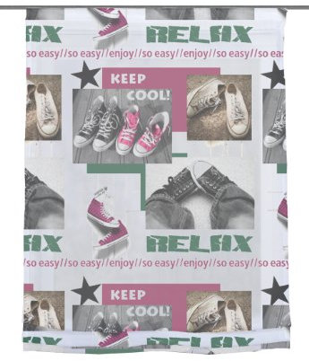 Home fashion 69226-759 Raffrollo Digitaldruck Relax, 140 x 60 cm, Voile, grün-Rose