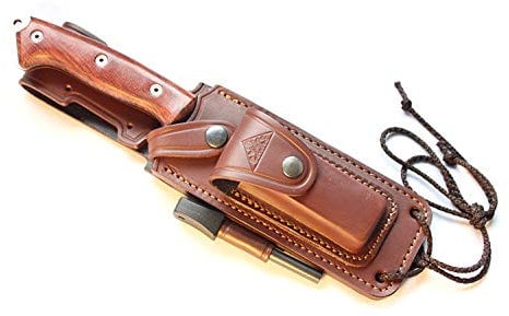 CELTIBERO - Couteau de Survie à Lame Fixe pour Camping Randonnée Chasse Outdoor Bushcraft, Lame inox MOVA-58, Couteau Full Tang avec Étui, Allume Feu et et Pierre à Aiguiser, Handmade in Spain