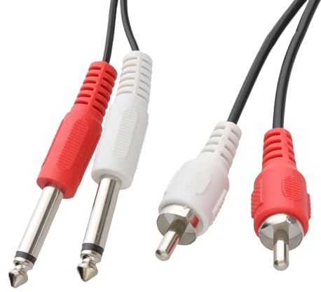 kenable Twin 6.35mm MONO Jack Plugs to RCA Phono Plugs OFC Audio Cable 0.5m
