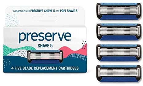 Preserve Fünf Klingen Ersatzpatronen für Shave 5 Recycelter Rasierer, 4 Stück