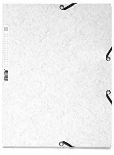 Exacompta - Réf. 55506E - 1 chemise à élastiques - pochette 3 rabats - en carte lustrée 400 g/m2 - dimensions 24 x 32 cm pour documents au format A4 - couleur blanc