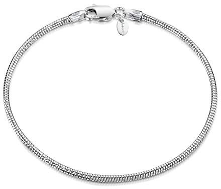 Amberta 925 Sterlingsilber Armkette - Schlangenkette - Rattenschwanz-Kette Armband - 1.9 mm Breite - Verschiedene Längen: 18 19 20 cm (18cm)