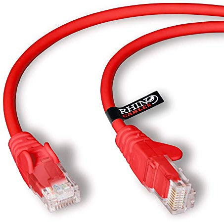 rhinocables CAT 6 High-Speed Gigabit Ethernet Cable - Patch Network Lead for LAN| Snagless UTP With LSZH Jacket | RJ45 Connector - Internet, Router, Modem, Smart TV, PC & More (10m, Red, Pack of 1)