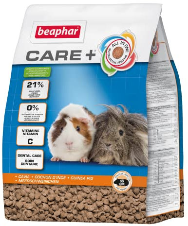 BEAPHAR - Care+ Meerschweinchen - Für Nager, Kleinsäuger - Vitamin C Und E, Rohfaser, Grüner Tee-Extrakt, Echinacea - Gesundheitsförderung, Optimale Verdauung, Natürliche Zahnabnutzung - 1,5 kg