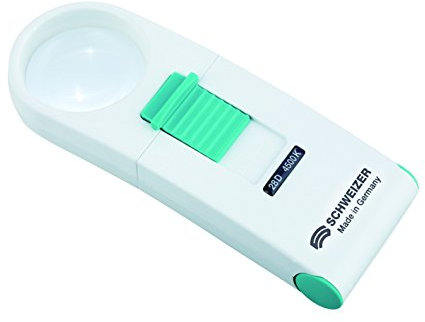 Schweizer Optik - ÖKOLUX plus mobil Handleuchtlupe - 56 D / 14-fach / 35 mm / 4500 K 12x 14x