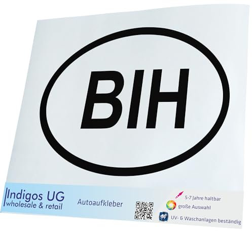INDIGOS UG Aufkleber - Autoaufkleber - JDM - Die Cut - Auto - 160x110 mm - Bosnien Herzegowina BIH - schwarz - Heckscheibe - Heckscheibenaufkleber - Sticker - Tuning