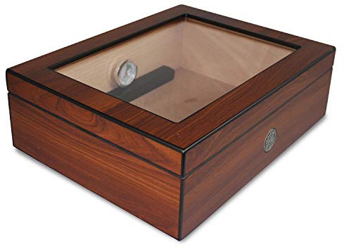 Egoist JK00171 Holz Humidor Box mit Hygrometer, Zigarren-Zubehör - Braun