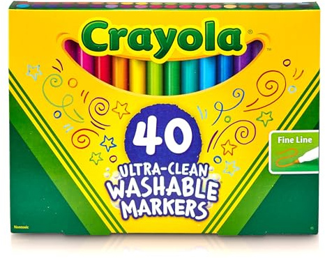 Crayola Ultra Clean Fine Tip Washable Markers 40ct, Kids School Supplies