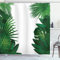Ambesonne Leaves Decor Shower Curtain Set, Exotic Fantasy Hawaiian Tropical Palm Leaves with Stylish Floral Graphic Illustrated Art, Bathroom Accessories, 75 Inches Long, Green White