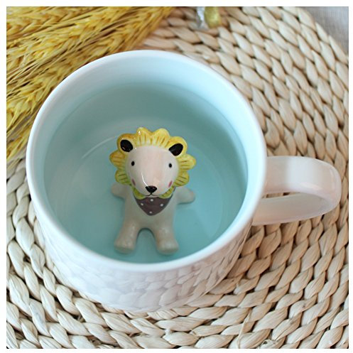 Kedera 3D-Kaffeetasse mit Tiermotiv, 340 ml, mit Kuh, niedlicher Cartoon, handgefertigte Figur, Keramik, Tassen am Morgen