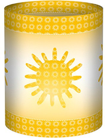 Ursus 18400050 - Mini-Tischlichter Ambiente, Joy, Sonne, 5 Blatt, aus Transparentpapier, ca. 10 x 27 cm, 115 g/qm, Durchmesser ca. 8 cm, einseitig bedruckt, ideal als Tischdeko