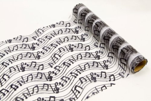 Chemin de Table NOTES de MUSIQUE, blanc