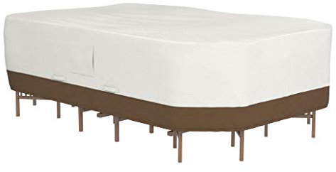 Amazon Basics Housse de protection pour salon de jardin rectangulaire/ovale, 326 x 209 cm, XL, Beige/Marron clair