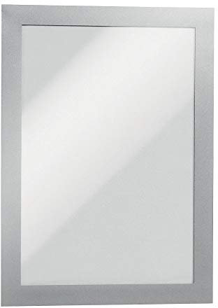 Durable Magnetrahmen - selbstklebend - für DIN A5, Rahmen silber, VE 10 Stk - Beschriftungstasche Dokumentenhalter, Klarsichttafel Dokumententasche Fototasche Fototaschen Informationsrahmen Klarsichttafel Magnetische Fototasche Magnettasche Selbstkl