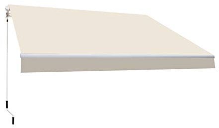 SmartSun Classic Store banne Complet 3x2m écru Toile Polyester. Aluminium. Réglable en Inclinaison et manivelle Incluse. Auvent terrasse, Jardin, Balcon