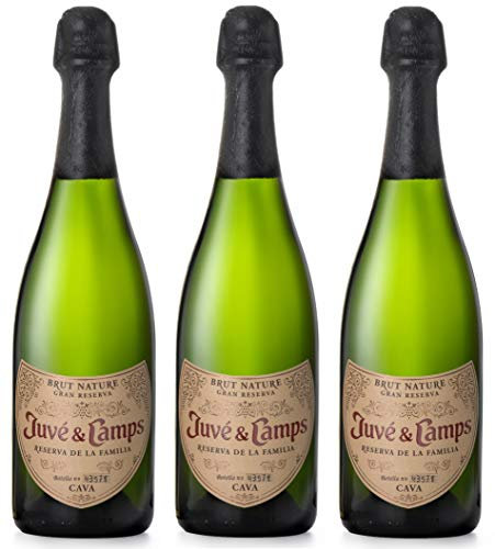 Juvé & Camps | Cava Gran Reserva Familia Brut Nature | Pack de 3 botellas de 75 cl | Pack Ideal para Regalar Cava | Macabeu, Xarel·lo, Parellada