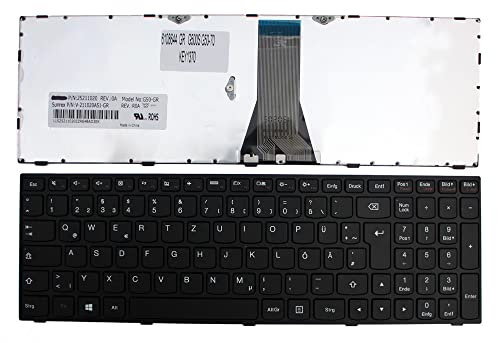 Keyboards4Laptops Alemán Marco Negro Negro Windows 8 Teclado de Repuesto para Ordenador portátil Compatible con Lenovo IdeaPad G50-70