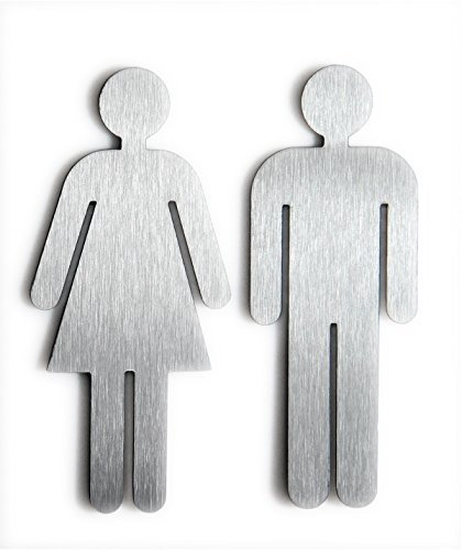 Türschild Set Frau+Mann Toilettenschild, je 1 Stk. MATT Edelstahl gebürstet - Höhe 11,5 cm -