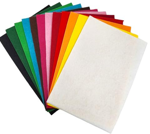 BUSDUGA 486090 Dekorativer Bastelfilz 20x30cm DIN A4-290g/qm - Stärke 1,5-2mm - 12 Bögen - Verschiedene Farbmixe oder pur Farben wählbar (1MIX)