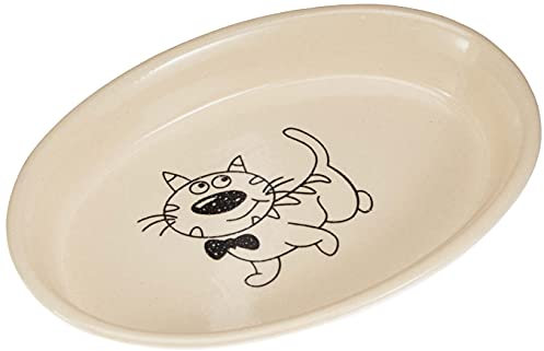 Nobby Katzen Keramik Schale oval, creme / beige, 17 x 11 x 2,5 cm