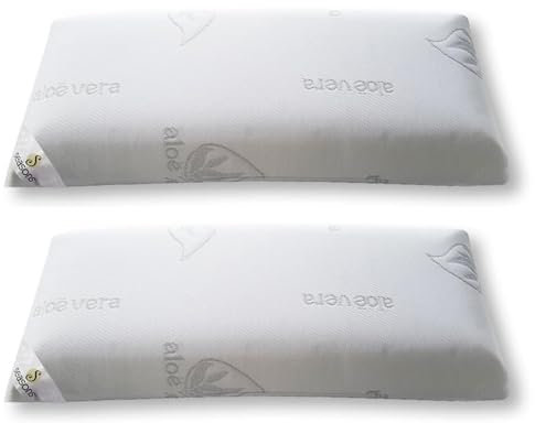 SEASONS - Pack 2 Almohadas Viscoelásticas 80 cm, Antiácaros y Antibacterias, Tejido con Hilo de Plata y Aloe Vera, Doble Funda, Tratamiento con Limpieza de Ozono, Fabricado en España