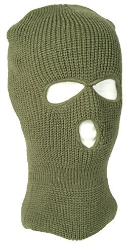 Mil-Tec Kopfhaube Balaclava • Sturmhaube 3-Loch atmungsaktiv • Gestrickte Sturmhaube Winter aus 100% Polyacryl • Outdoor Sturmhauben für Herren & Frauen • Balaclava für Motorrad & Ski • Farbe: Oliv