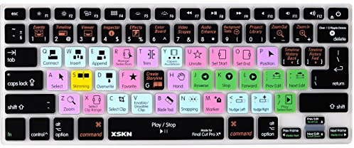 XSKN Final Cut Pro X Tastenkombinationen, 1 Stück + transparente Silikon-Tastaturabdeckung 1 Stück für MacBook Air 13 & Pro 13 15 17, Retina (US/europäische ISO-Tastatur)