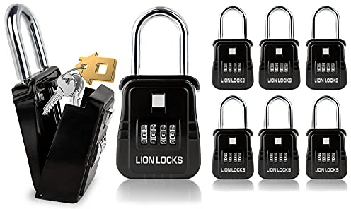 Lion Locks 1500 Key Storage Realtor Lock Box with Set-Your-Own Combination, (6 Pack, Black) by Lion Locks