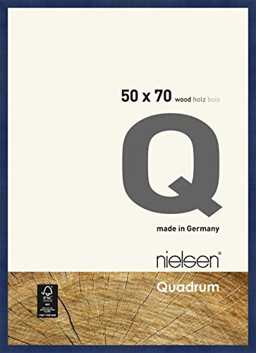nielsen Bilderrahmen, 50 x 70 cm, Holz, Blau, Posterrahmen zum Aufhängen im Hoch- & Querformat, Echtglas, Quadrum