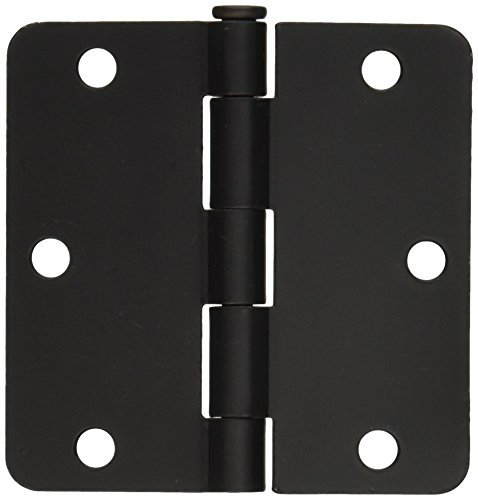 Cosmas Charnière de porte plate noire 8,9 x 8,9 cm avec coins de rayon de 6,35 mm