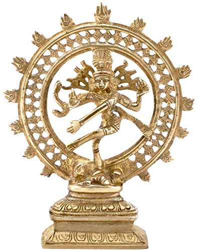 Lord Shiva Statue/Nataraja Idol aus Messing – Metallic-Gold-Optik, 21 cm hoch, Skulptur mit 2,28 kg Gewicht – Ethnische Heimdekoration/religiöse Geschenke für Männer und Frauen