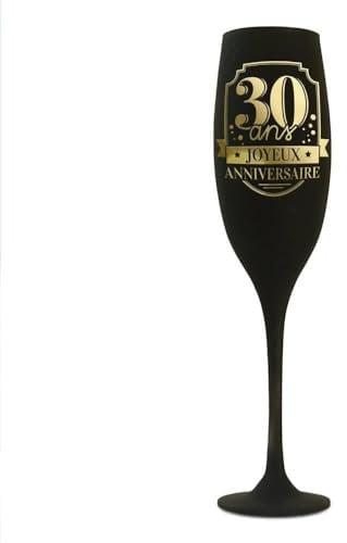 Flute Champagne Anniversaire 30 aine Noire effet Or