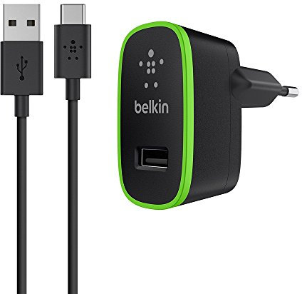 Belkin - Mini Chargeur Secteur avec Câbe USB-A vers USB-C - 1,2 m - Noir (Compatible Samsung Galaxy S9/S9+/Note 9)