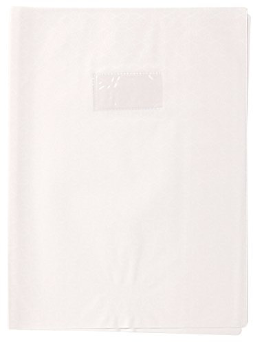 Calligraphe 72027C - Heftumschlag / Heftschoner / Hefthülle Calligraphe mit Feinkörnung Diamantmotiven, 17x22 cm, Etikettenhalter, aus PVC blickdicht und strapazierfähig, Weiß, 1 Stück